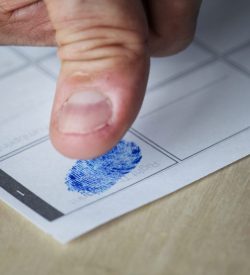 Closeup of fingerprint on paper